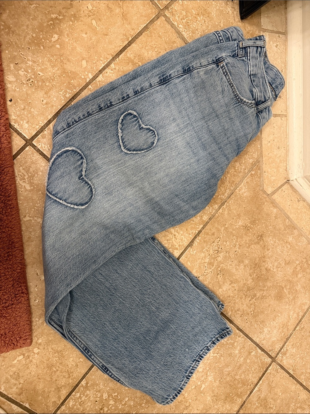 Abercrombie kids low rise wide leg jeans with hearts